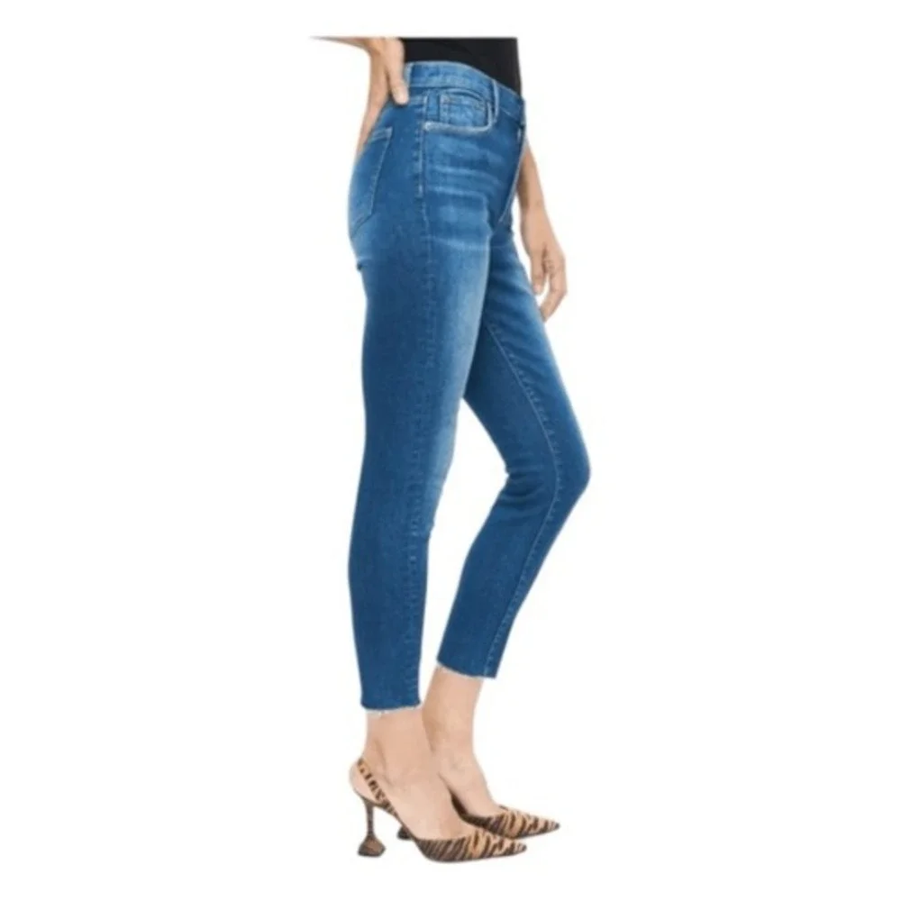 Pistola‎ Aline High Rise Skinny Jeans Catalina Blue Wash Distressed Hem 24